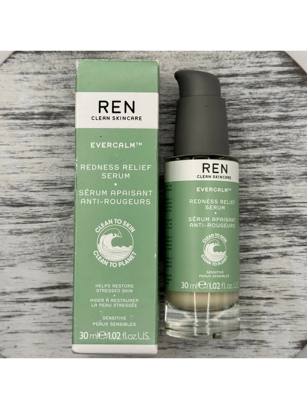 REN Evercalm Redness Relief Serum Full Size 1.02 fl oz/30ml RARE Brand New